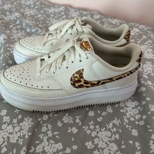 Nike Women's Cream and Leopard Sneakers